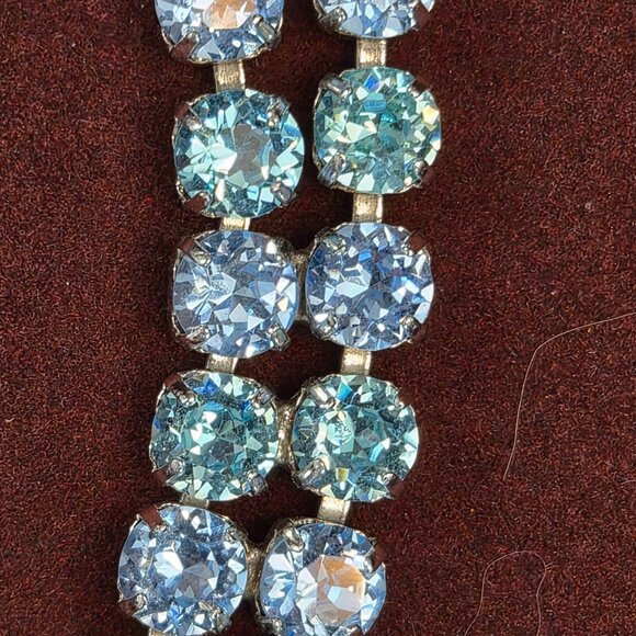 Signed Eisenberg Light Blue Rhinestone Bracelet 7.5” Vintage Jewelry - Picture 3 of 5
